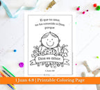 1 Juan 4:8 | Spanish Bible Verse Printable Coloring Page for Kids | RV 1960 Sunday School Scripture | PDF Digital Download Printable