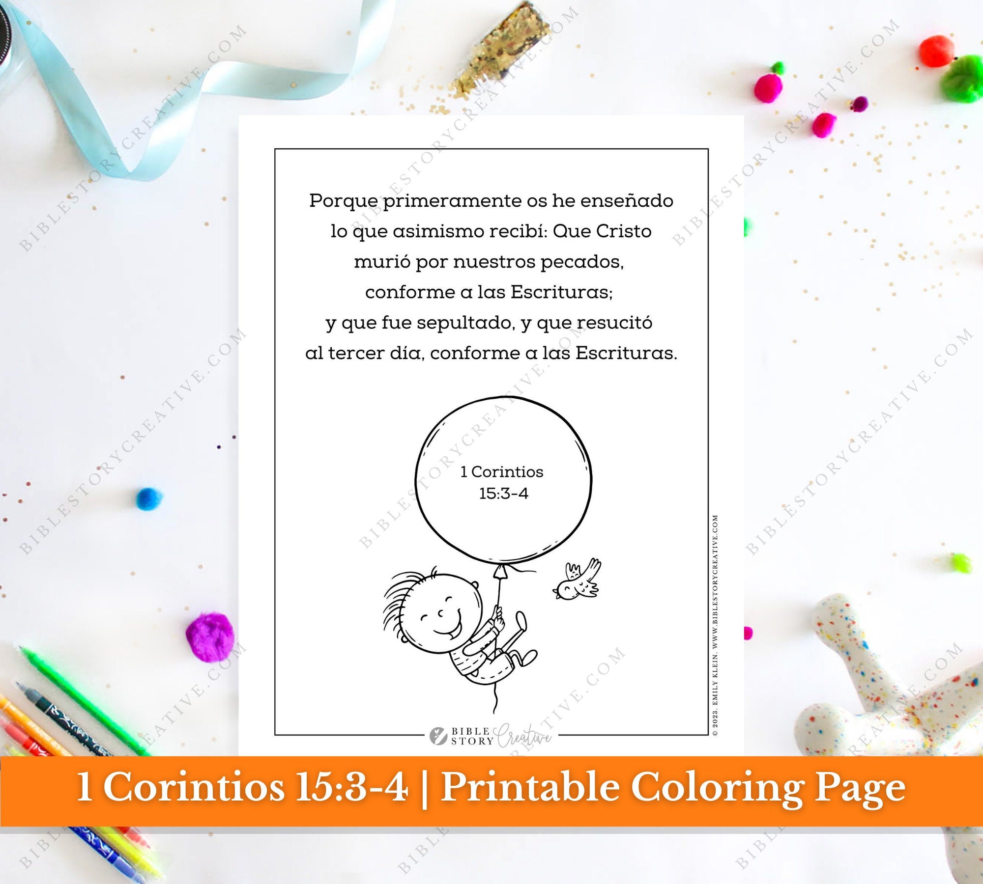 1 Corintios 15:3-4 | Spanish Bible Verse Printable Coloring Page for Kids | RV 1960 Sunday School Scripture | PDF Digital Download Printable