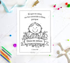 1 Juan 4:8 | Spanish Bible Verse Printable Coloring Page for Kids | RV 1960 Sunday School Scripture | PDF Digital Download Printable